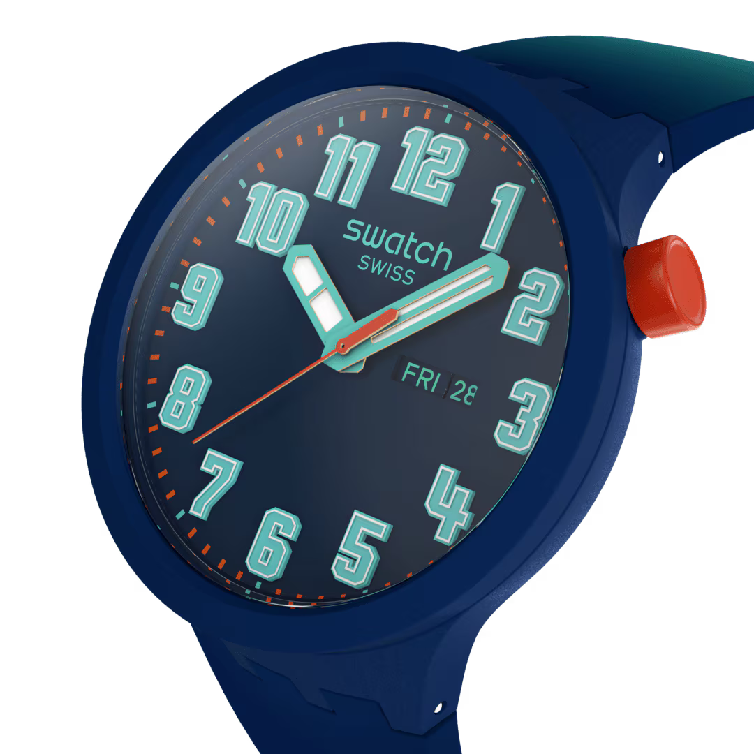Swatch Essentially Bold with Blue Rubber Strap Unisex Watch | SB01N700