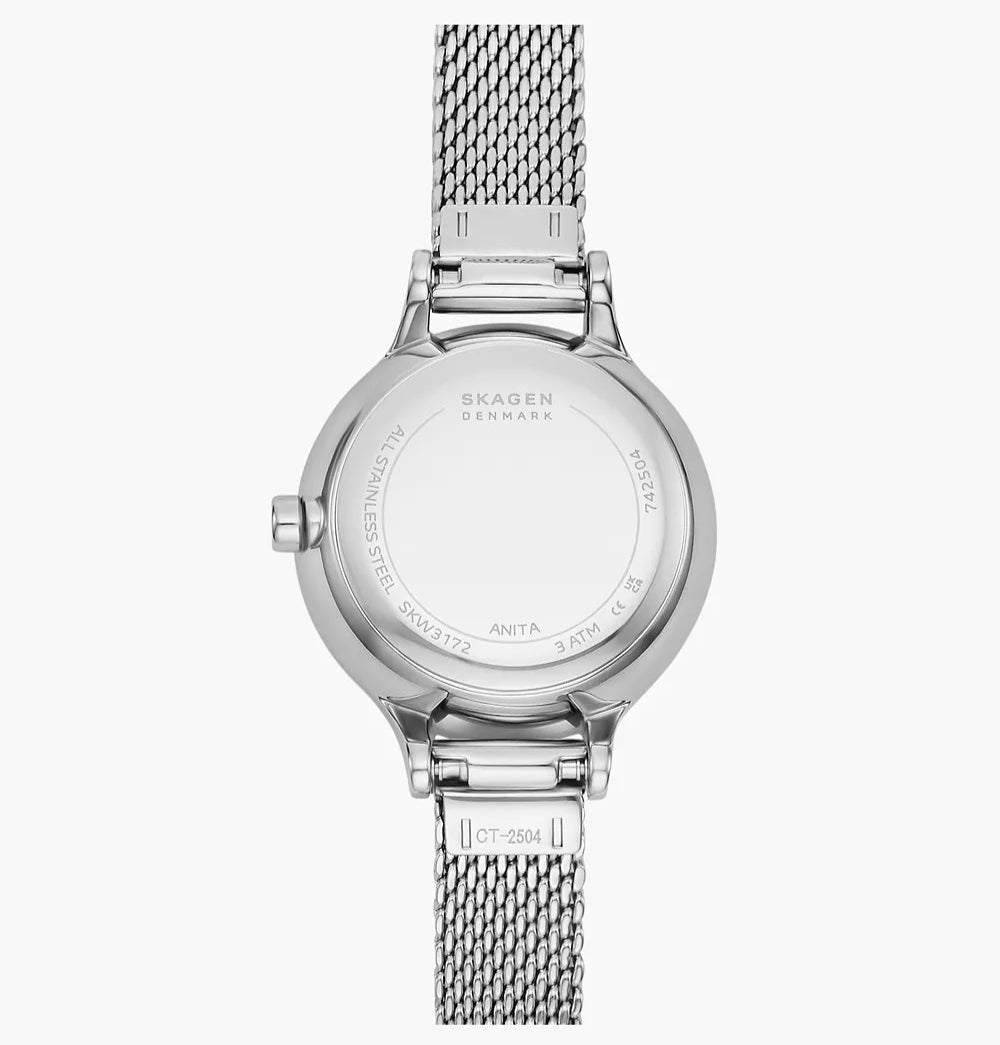 Skagen Anita Micro Two-Hand Silver Stainless Steel Mesh Strap Women's Watch | SKW3172