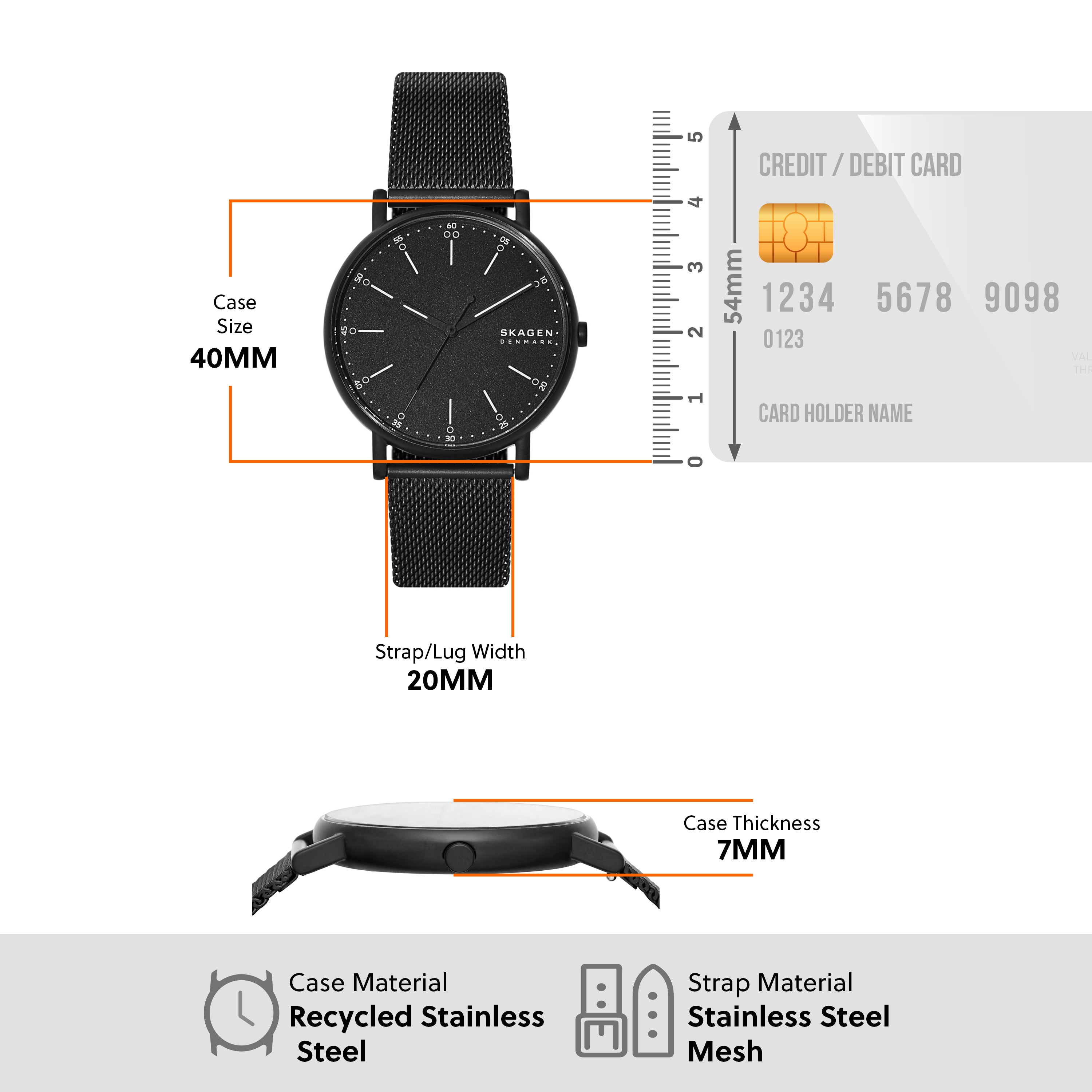 Skagen Signatur Midnight Eco-Friendly Stainless Steel Mesh Men's Watch | SKW6579