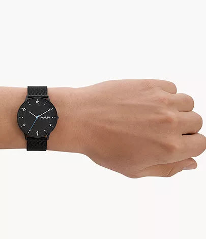 Skagen Riis Black Mesh Three-Hand Men's Watch | SKW6886