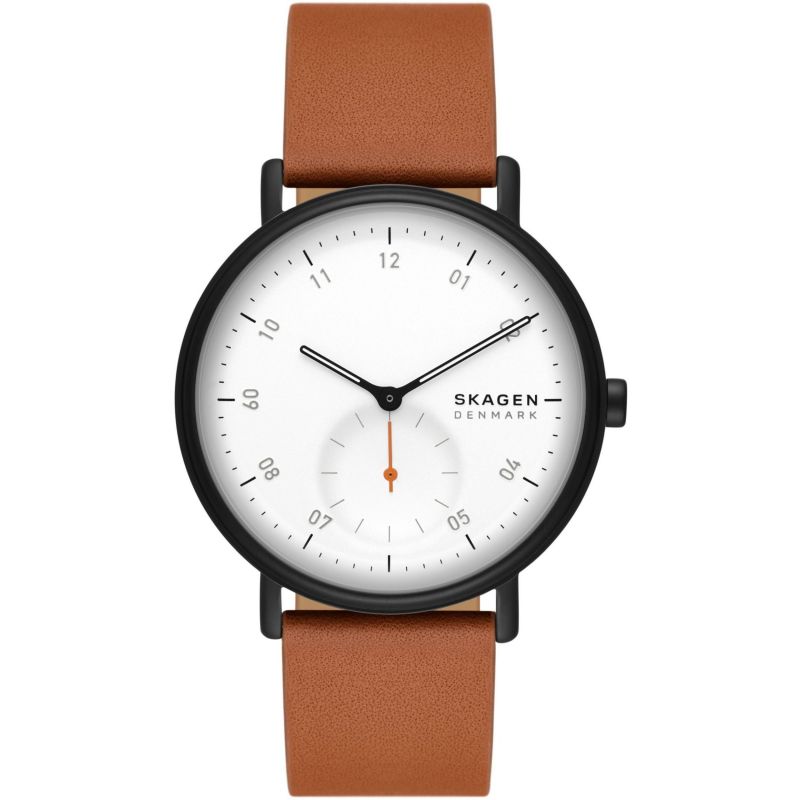 Skagen Kuppel Two-Hand Sub-Second Brown Leather Unisex Watch | SKW6889
