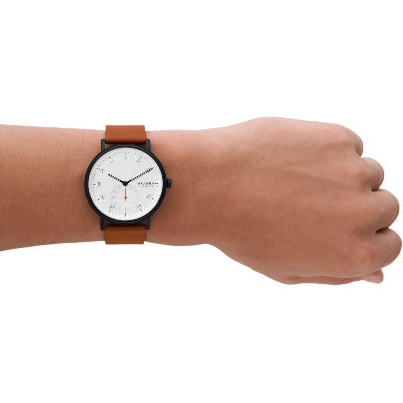 Skagen Kuppel Two-Hand Sub-Second Brown Leather Unisex Watch | SKW6889