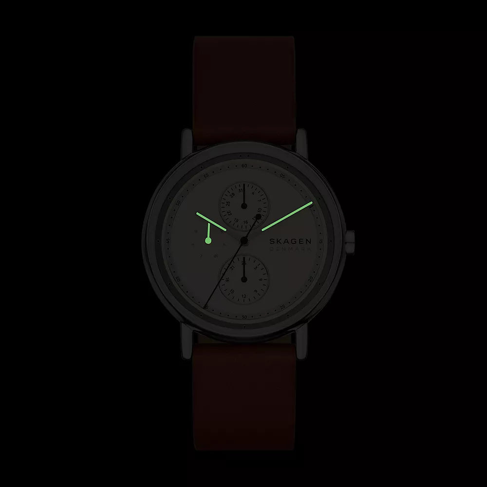 Skagen Signatur Multifunction Brown Leather Men's Watch | SKW6942