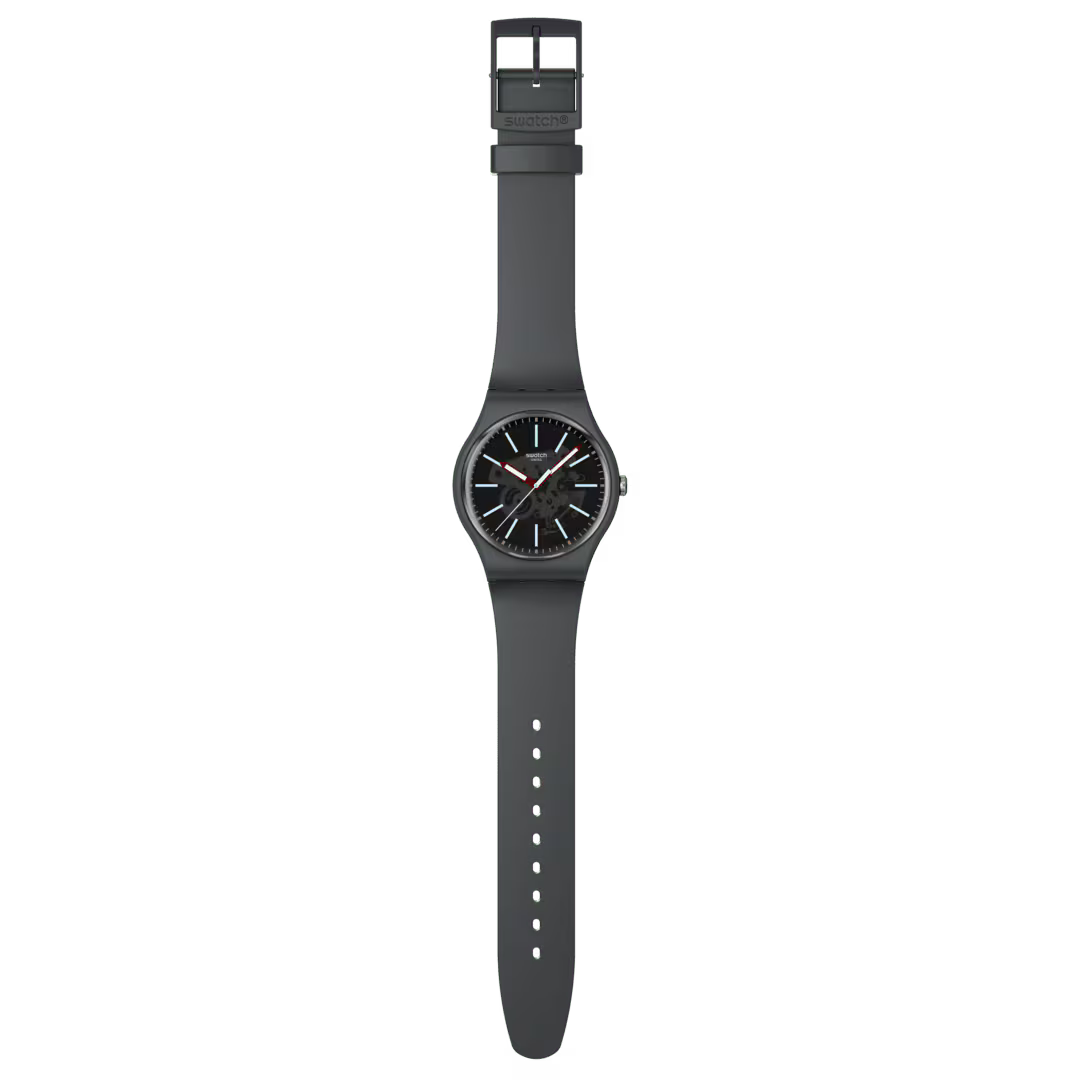 Swatch Cobblestone Street Black Dial Black Strap Unisex Watch | SO29A101