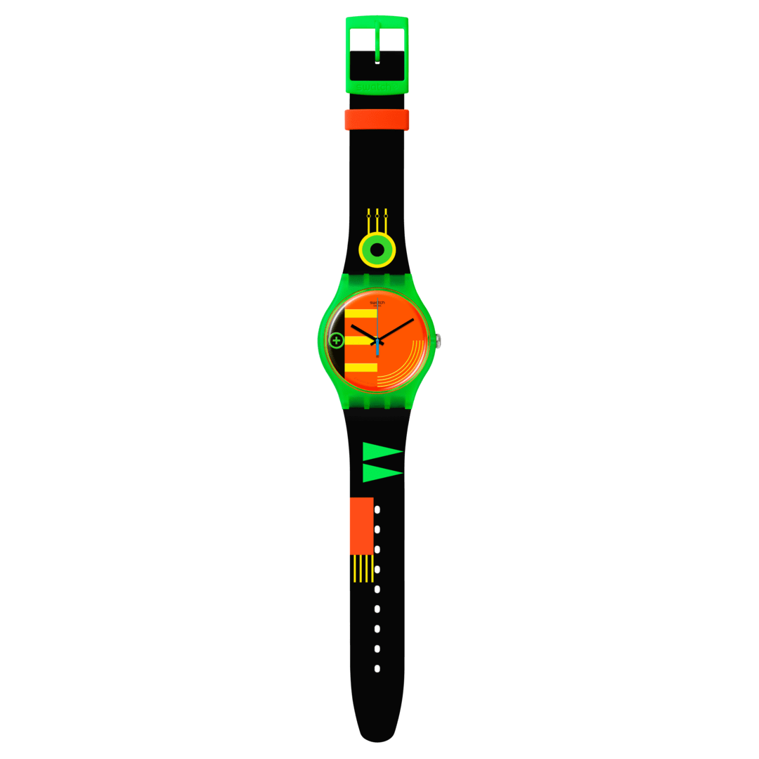 Swatch Neon Rider Orange Dial Multi Colour Strap Unisex Watch | SO29G106