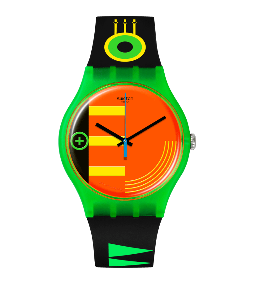 Swatch Neon Rider Orange Dial Multi Colour Strap Unisex Watch | SO29G106