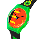Swatch Neon Rider Orange Dial Multi Colour Strap Unisex Watch | SO29G106