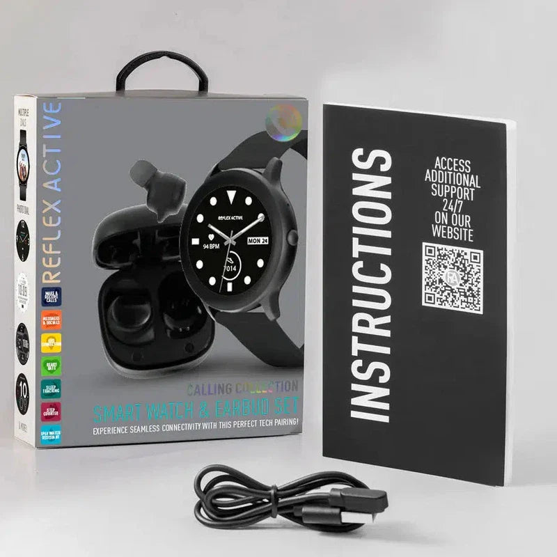 Reflex Active Series 36 Black Smart Watch and Wireless Earbuds Set | RA36-2198-TWS