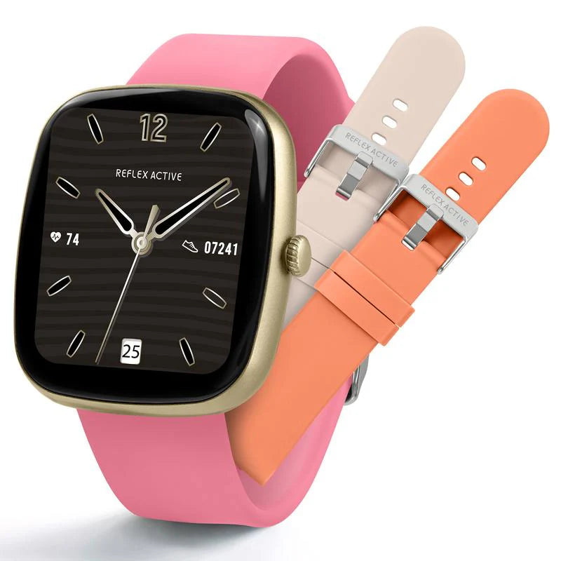 Reflex Active Series 50 Black Dial Pink White Orange Strap Watch Set | RA50-2224-SET