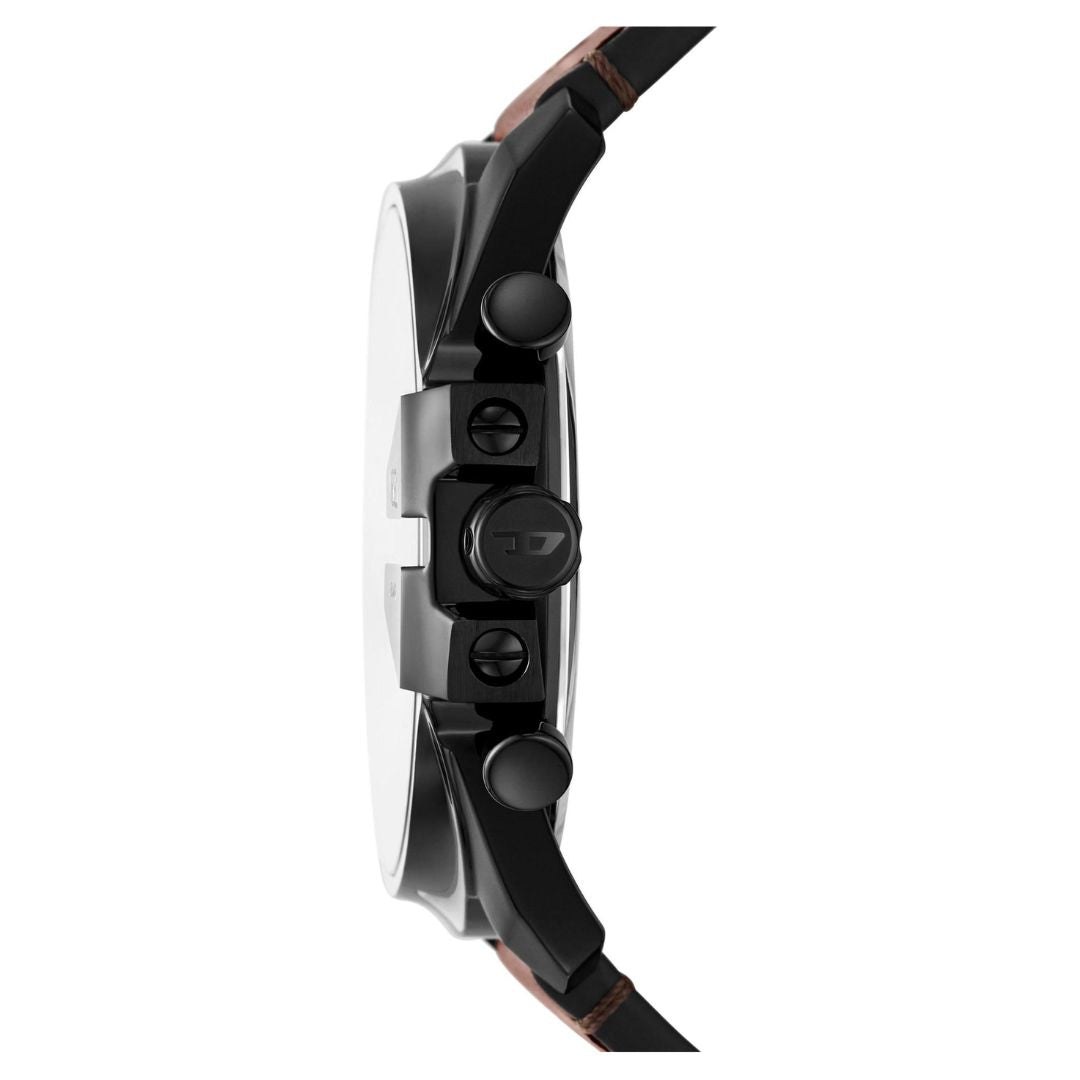 Diesel Mega Chief Black Dial Leather Strap Men's Watch | DZ4692