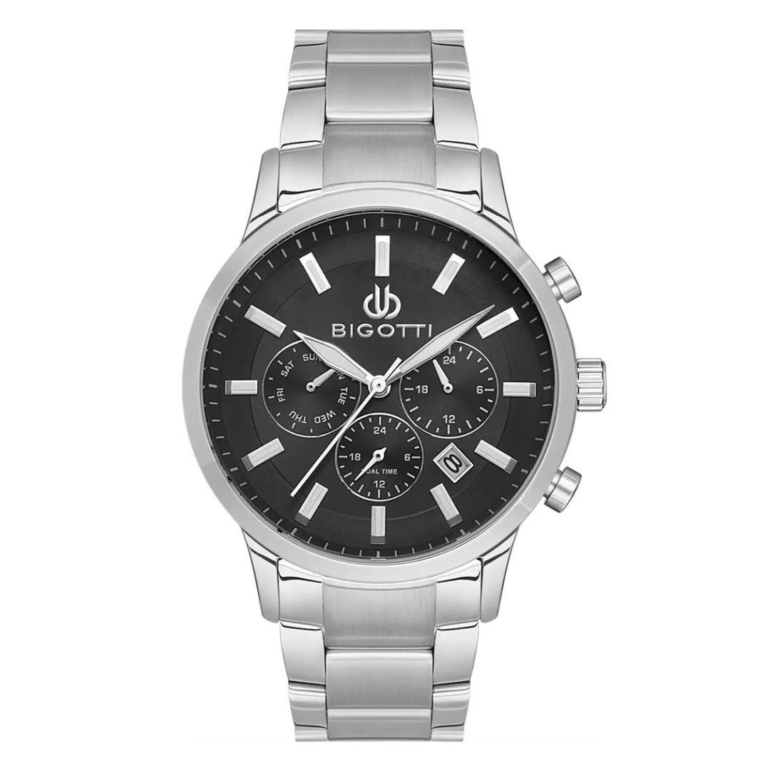 Bigotti Black Multi-Dial Calendar Stainless Steel Men's Watch | BG.1.10484-2