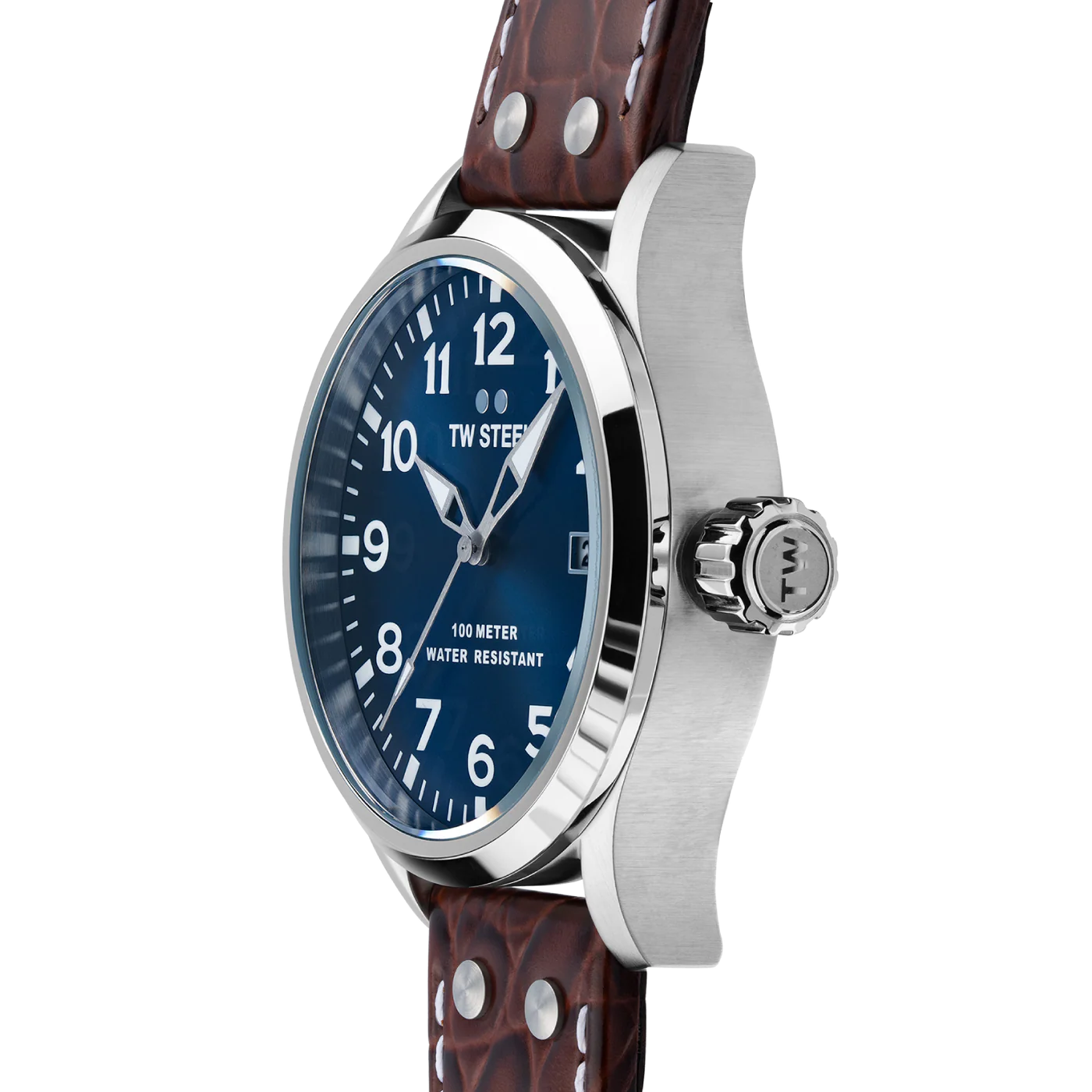TW Steel Volante Dark Blue Dial and Brown Leather Strap 45mm Men's Watch | VS101