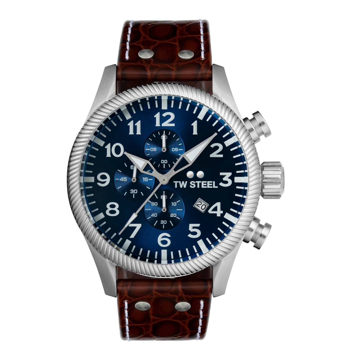 TS Steel Volante Blue Dial Brown Leather 48mm Men's Watch | VS111