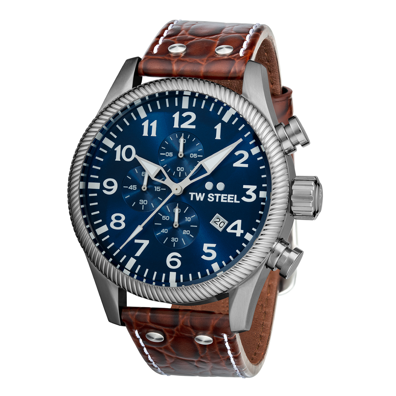 TS Steel Volante Blue Dial Brown Leather 48mm Men's Watch | VS111