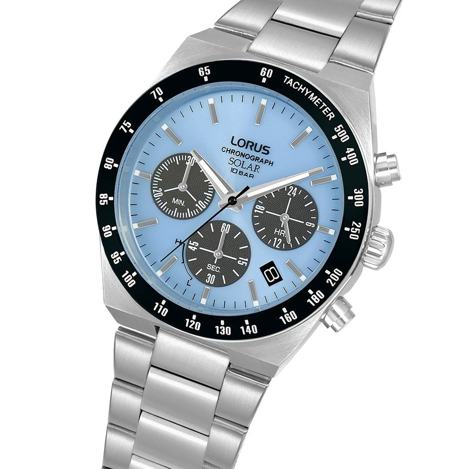 Lorus Chronograph Stainless Steel Light Blue Dial Men's Watch | RZ525AX9