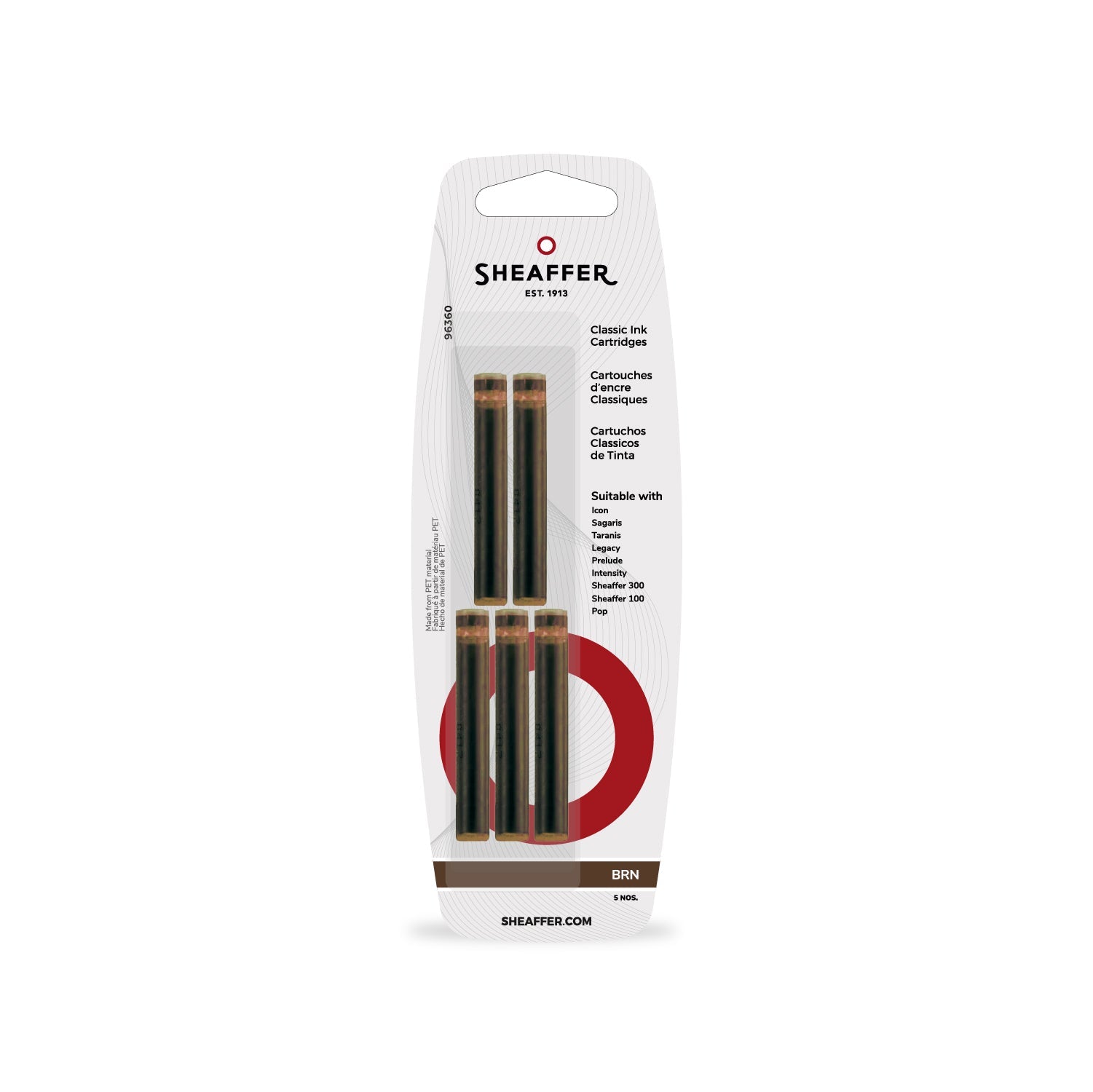 Sheaffer Classic Ink Cartridge (Pack of 5) Brown |