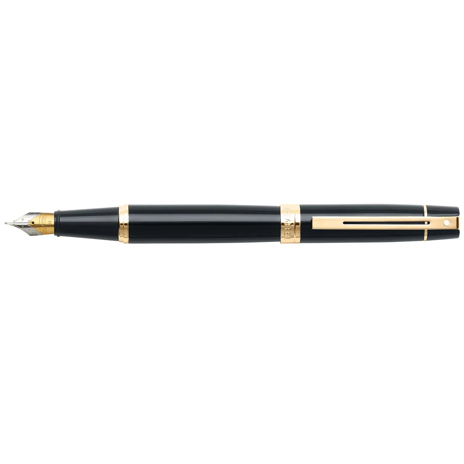 Sheaffer 300 Glossy Black Fountain Pen With Gold Trims | E0932553