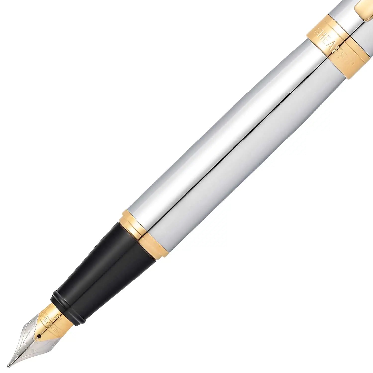Sheaffer 300 Bright Chrome Fountain Pen With Gold Trims | E0934253