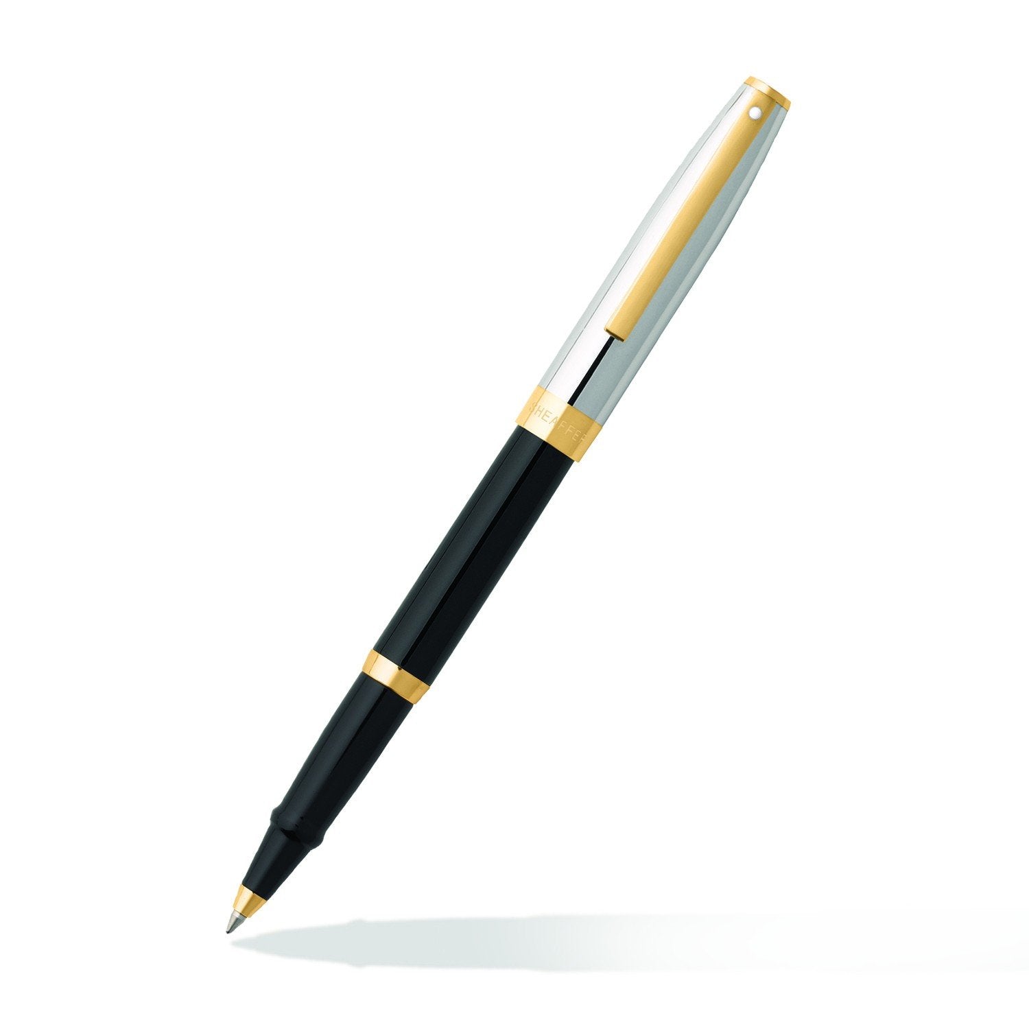 Sheaffer SAGARIS 9475 Gloss Black Barrel and Chrome Cap Rollerball Pen With Gold Tone Trim |