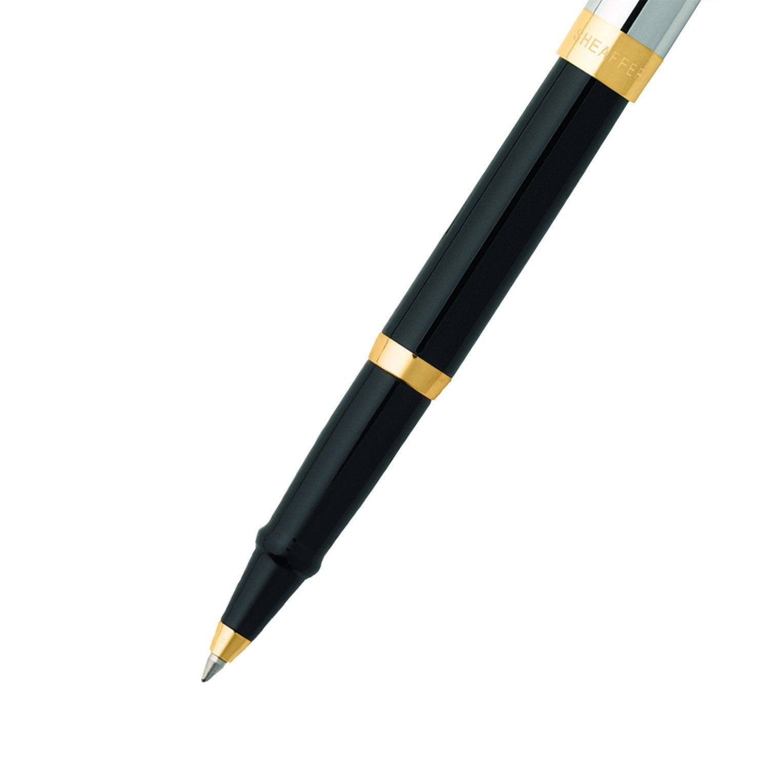 Sheaffer SAGARIS 9475 Gloss Black Barrel and Chrome Cap Rollerball Pen With Gold Tone Trim |