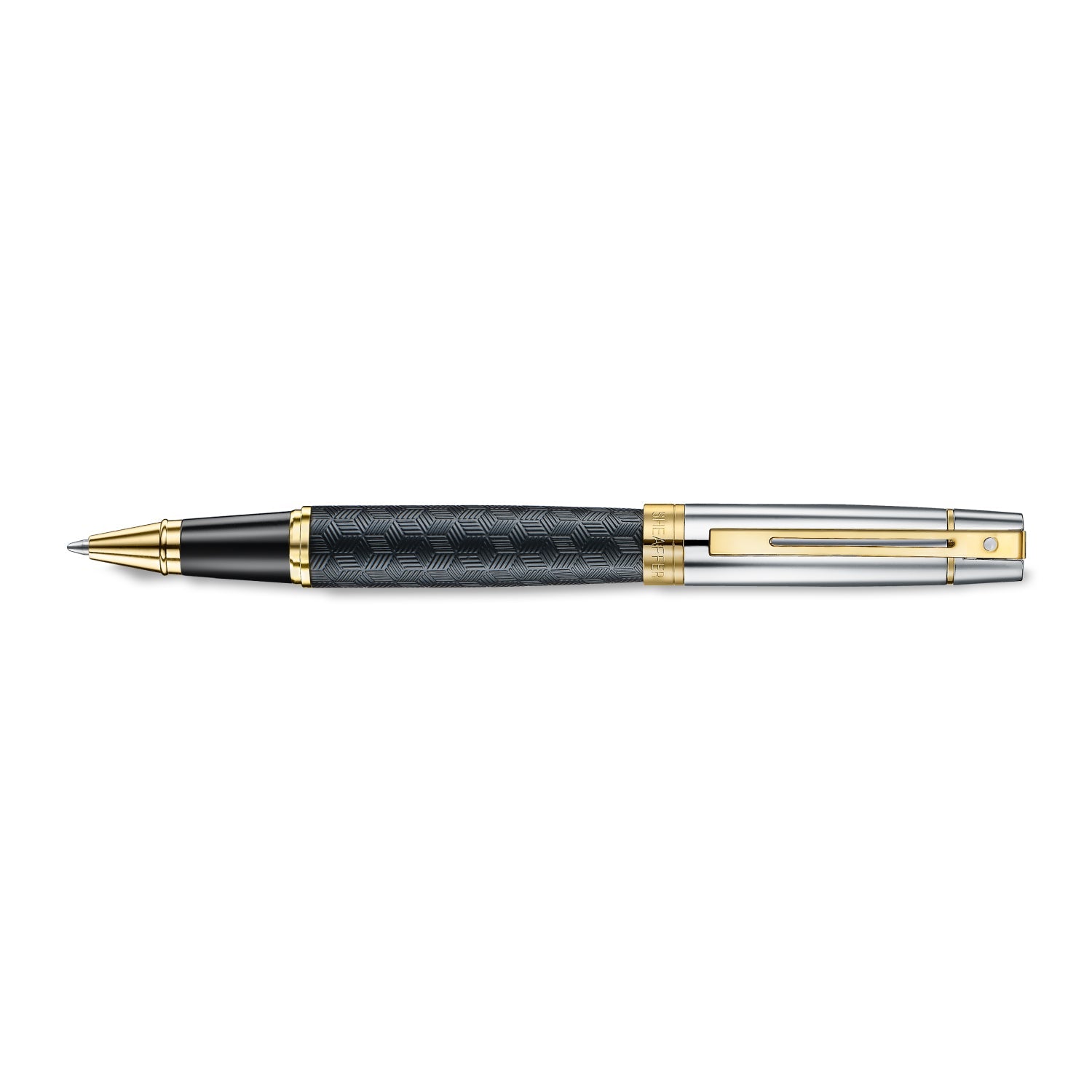 Sheaffer 300 9347 Engraved Black Rollerball Pen with Chrome Cap and Gold Trims | E1934751