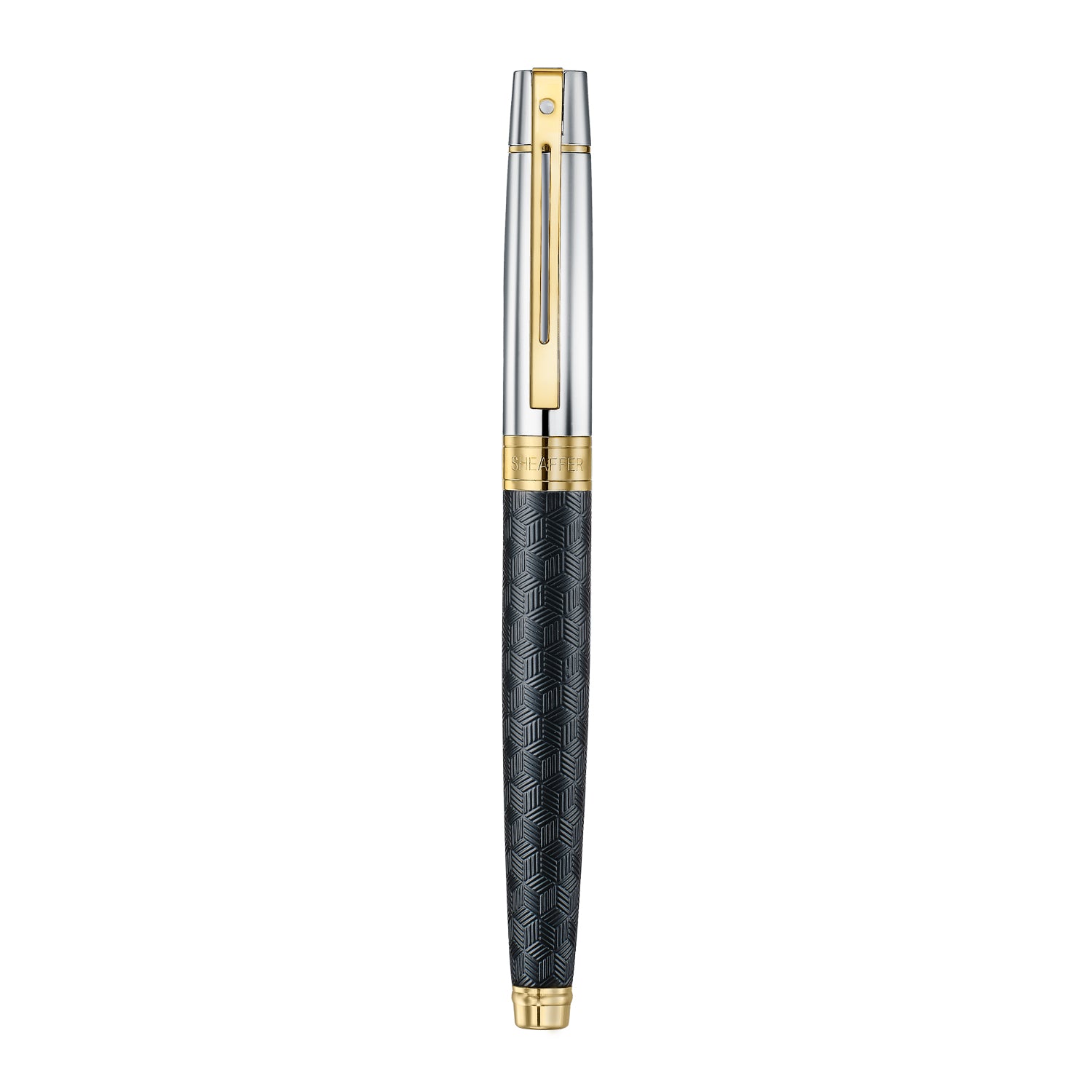 Sheaffer 300 9347 Engraved Black Rollerball Pen with Chrome Cap and Gold Trims | E1934751