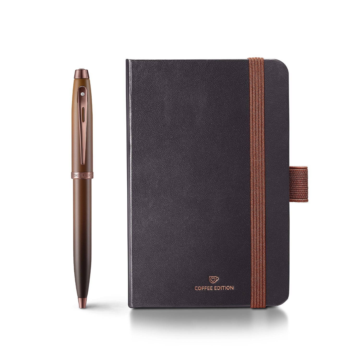 Sheaffer Coffee Edition 100 9374 Ballpoint Pen with Regal Brown PVD Trims and Small Notebook | G2937451-4