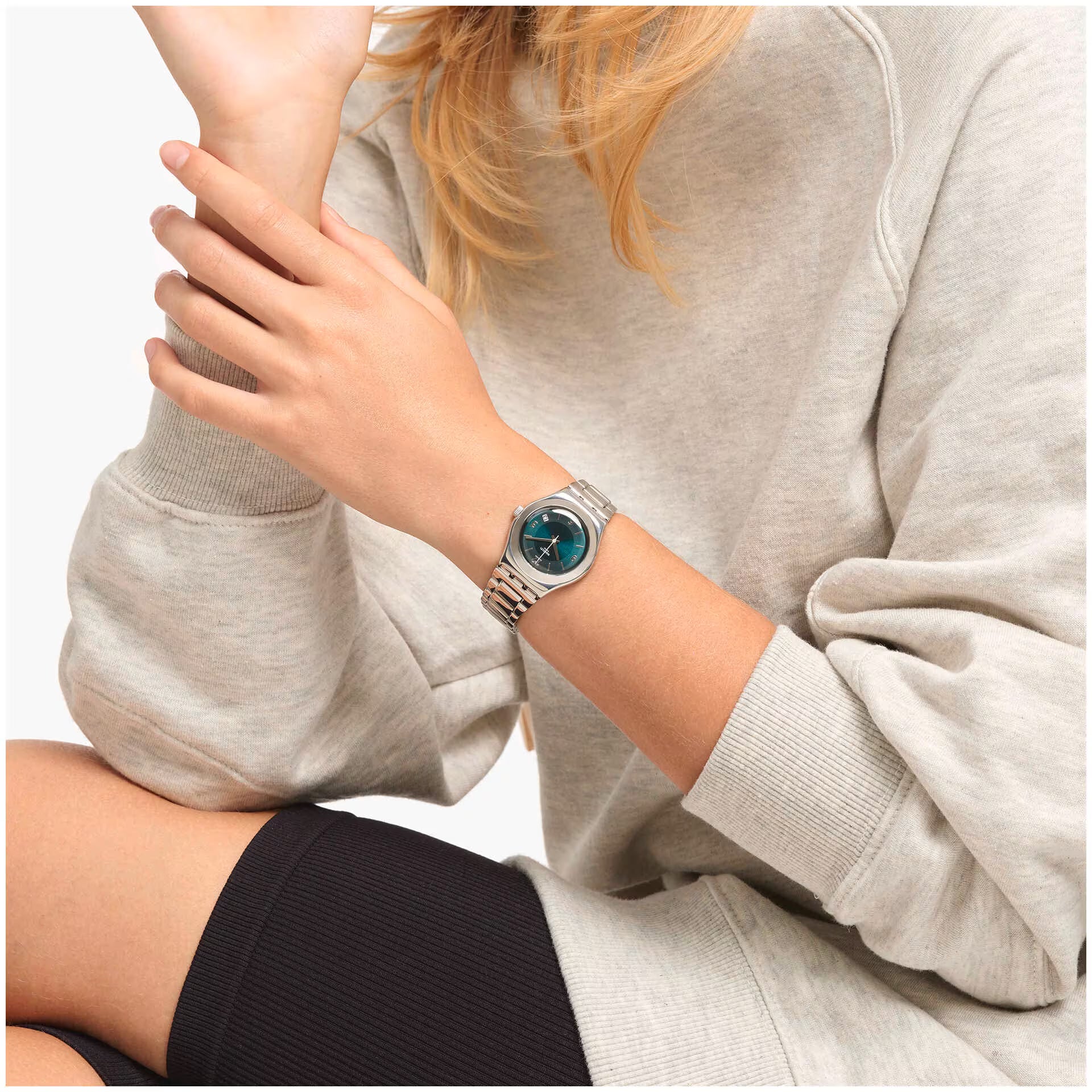 Swatch Irony Green & Silver Stainless Steel 33mm Women's Watch | YLS468GC