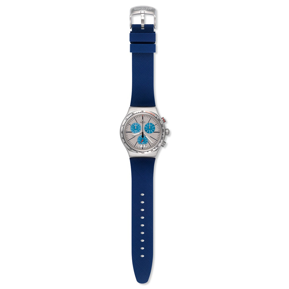 Swatch Blau Me On Silver Chronograph Men's Watch | YVS435