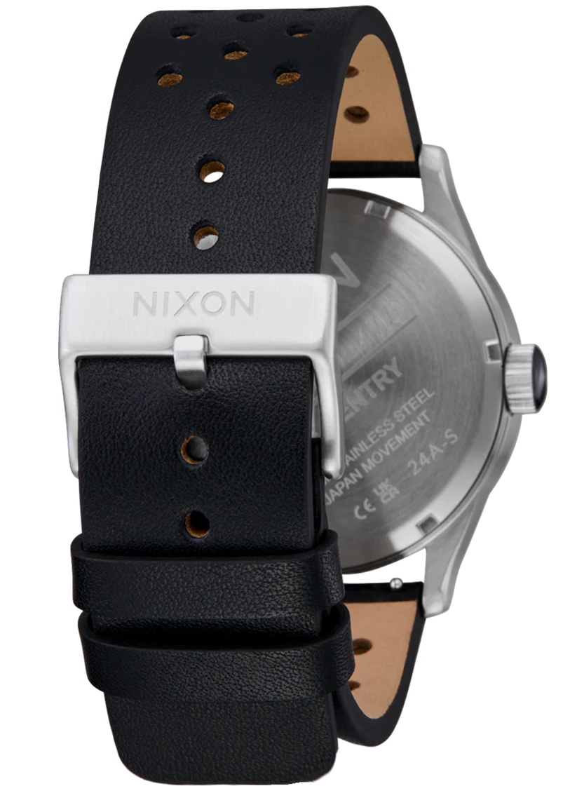NIXON Silver Dial Black Leather Strap Unisex Watch | A1055269-00