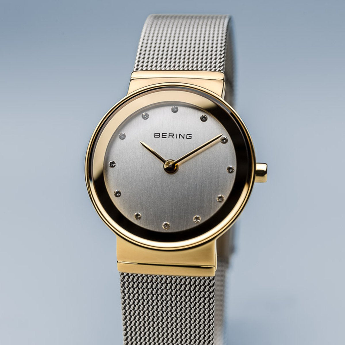 Bering Classic Polished Gold & Silver 26mm dial Silver Mesh Women's Watch | 10126-001