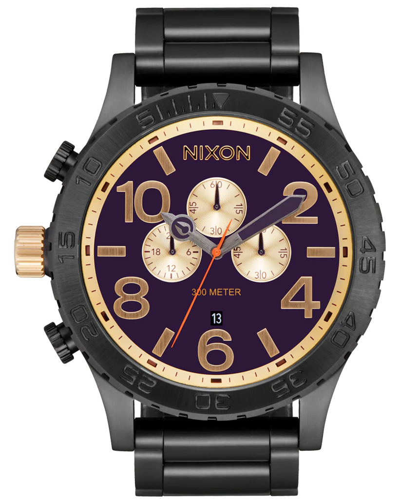 NIXON 51-30 Chrono Gunmetal Blackberry Gold Unisex Watch | A13895270-00