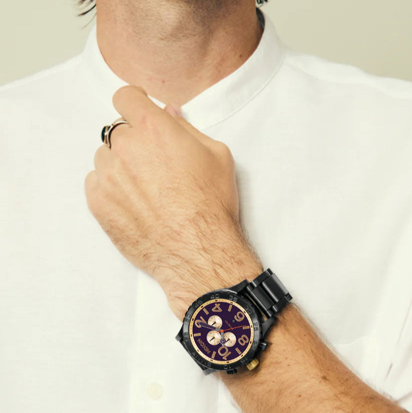 NIXON 51-30 Chrono Gunmetal Blackberry Gold Unisex Watch | A13895270-00