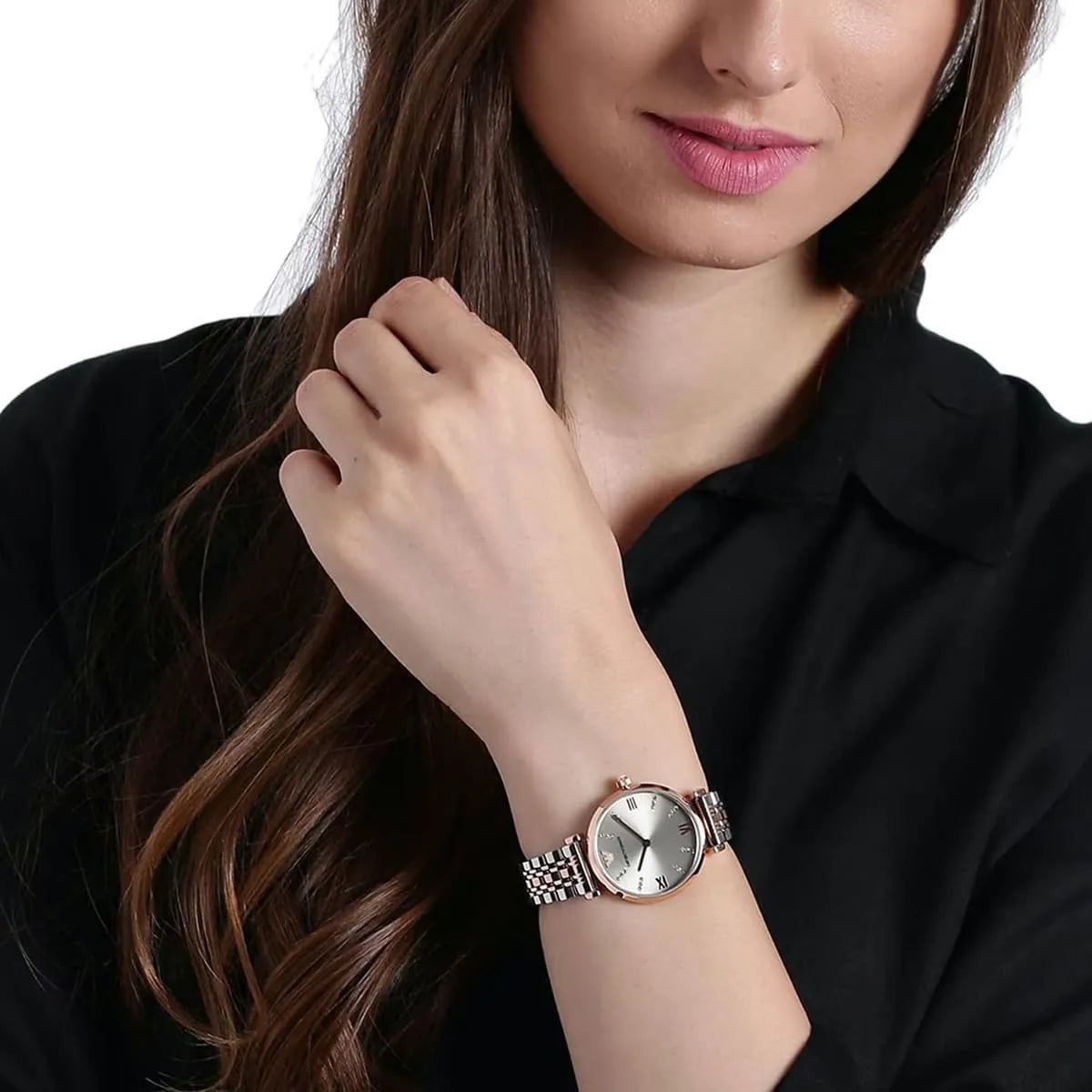 Emporio Armani Gianni T-Bar Rose Gold Round Stainless Steel Women's Watch | AR11223