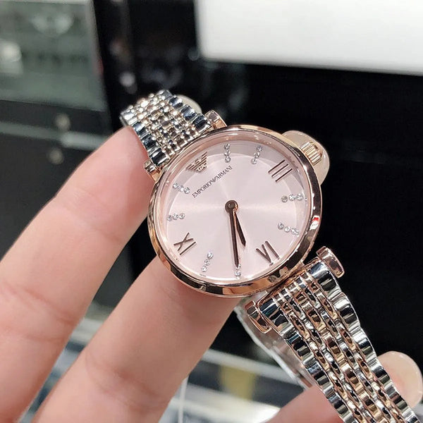 Emporio Armani Gianni T-Bar Rose Gold Round Stainless Steel Women's Watch | AR11223