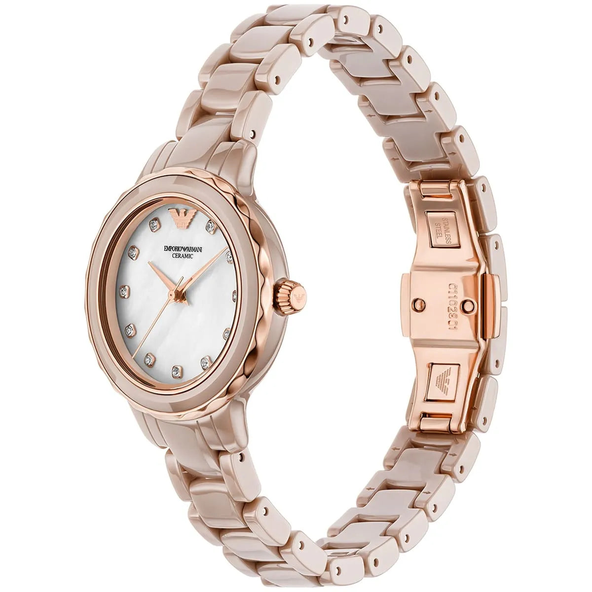 Emporio Armani Classic Mother of Pearl Dial and White Ceramic 32mm Women's Watch | AR70018