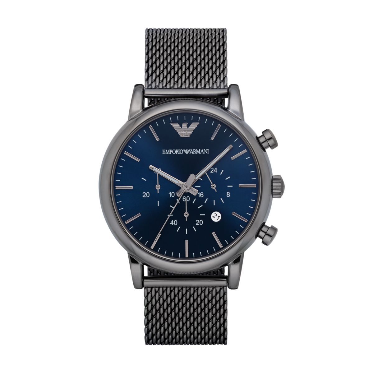 Emporio Armani Luigi Gunmetal Dial and Silver Steel Bracelet Mesh 43mm Men's Watch | AR1979