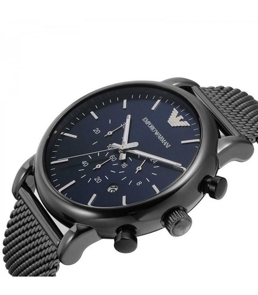 Emporio Armani Luigi Gunmetal Dial and Silver Steel Bracelet Mesh 43mm Men's Watch | AR1979