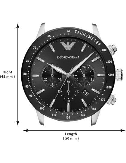 Emporio Armani Mario Black Dial and Black Leather 43mm Men's Watch | AR11243