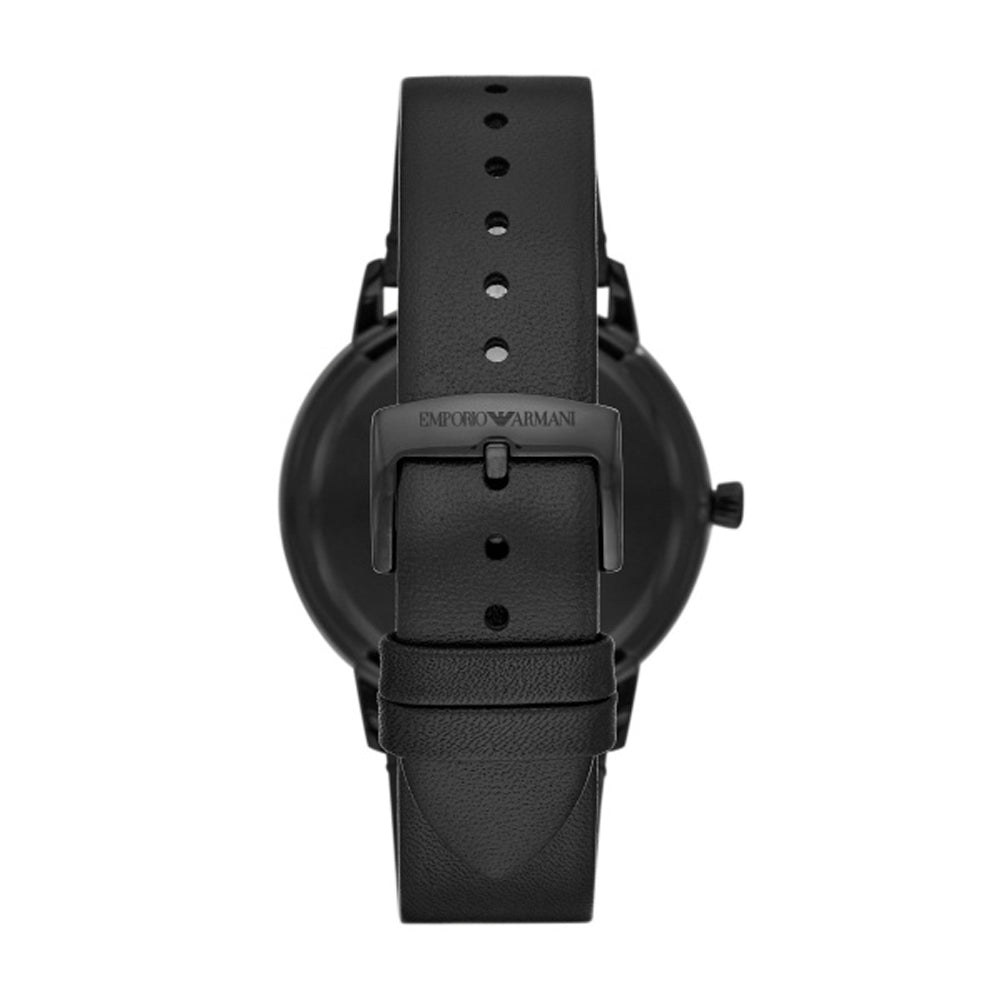 Emporio Armani Ruggero Black Dial and Black Leather 43mm Men's Watch | AR11278