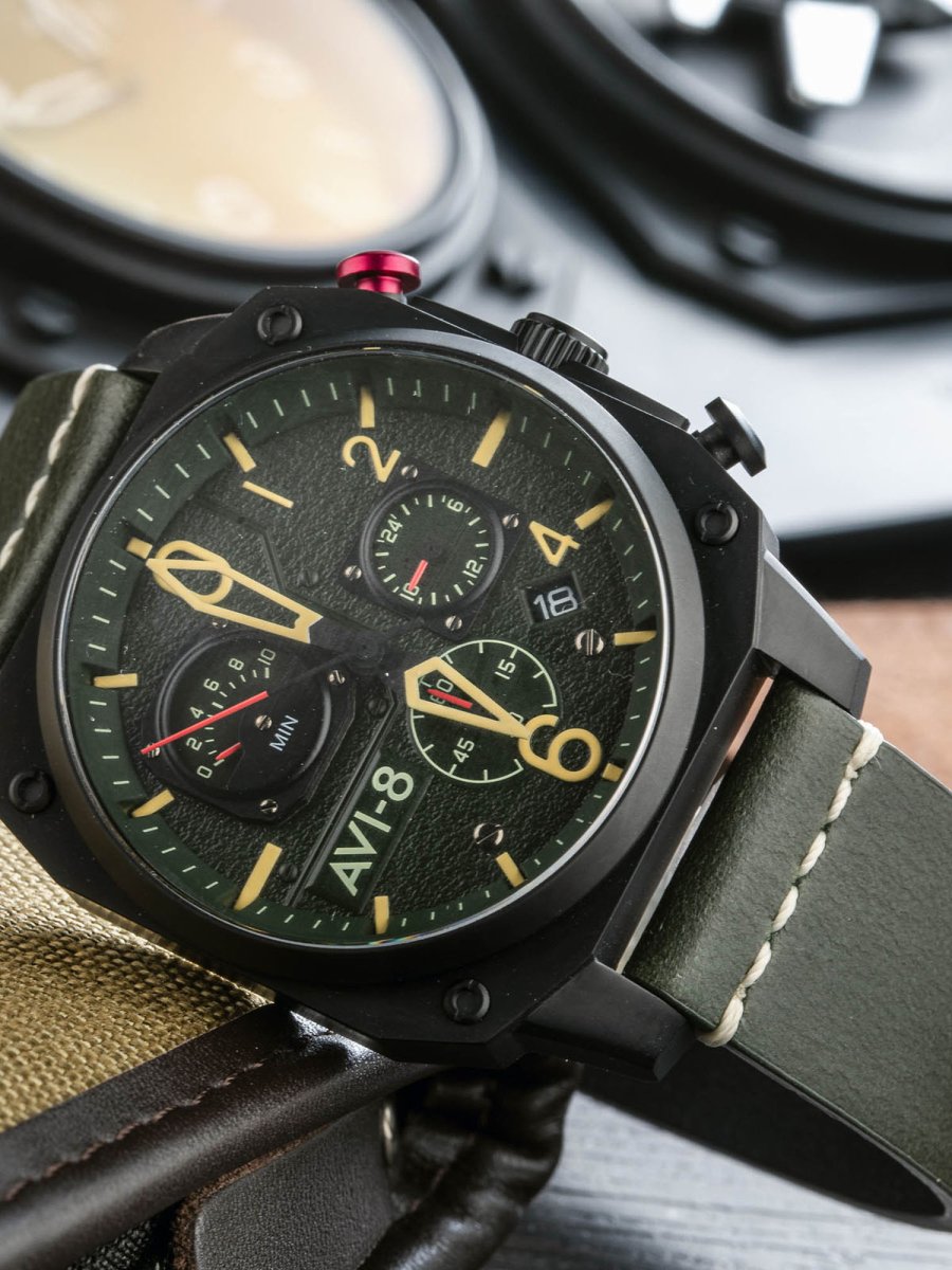 AVI - 8 Forest Green Leather Watch Strap | AV - STRAP22 - L25 | TIME Watches