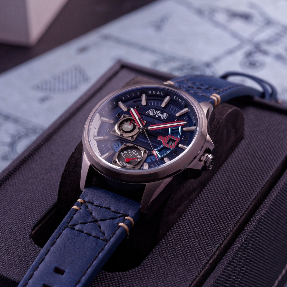 AVI - 8 Hawker Harrier Farley Multifunction Regiment Blue Men's Watch | AV - 4098 - 03 | TIME Watches