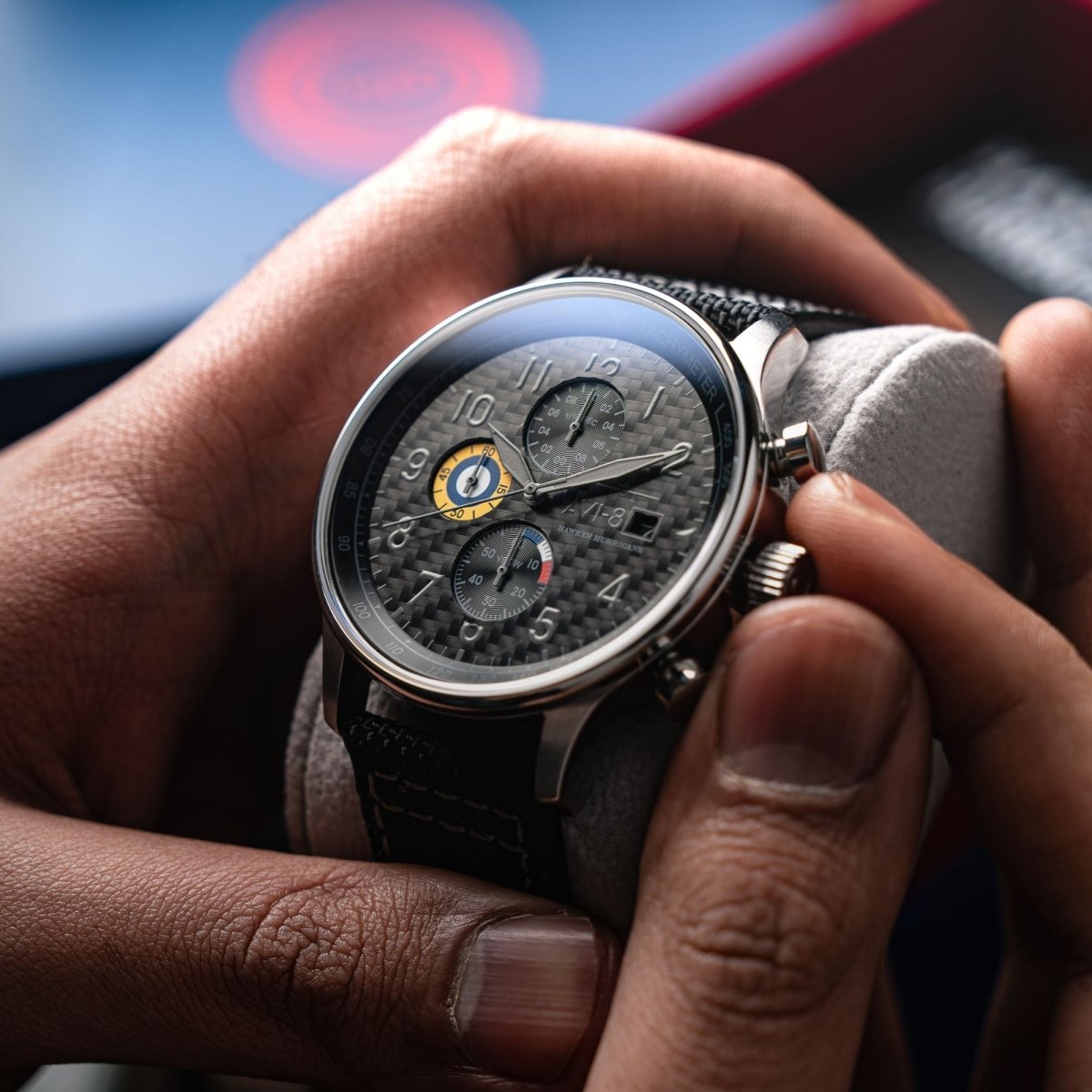 AVI - 8 Hawker Hurricane Classic Chronograph Carbon Fiber Black Av 4011 0W | TIME Watches