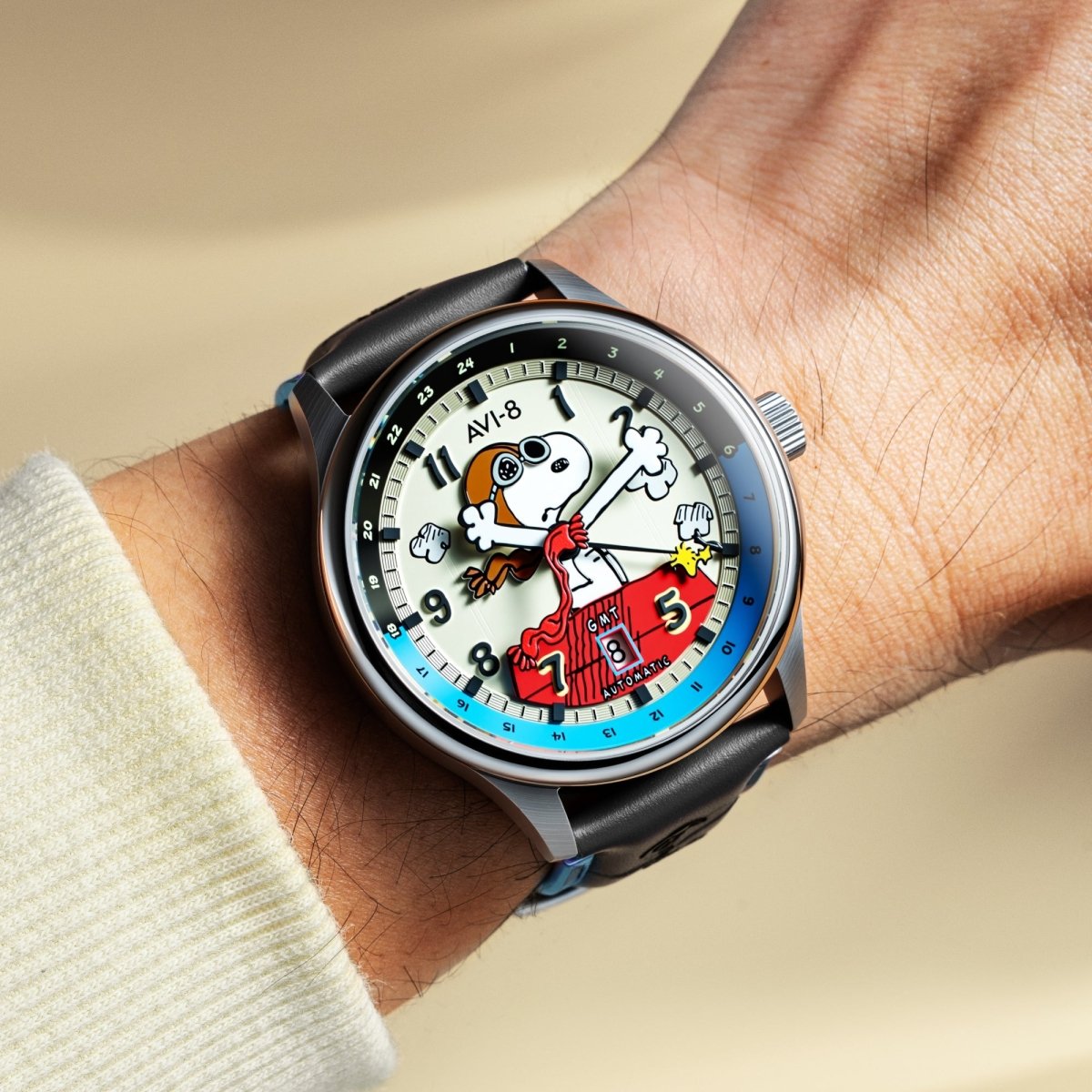 AVI - 8 Hawker Hurricane Kent Gmt Automatic Peanuts Snoopy Flying Ace Limited Edition Cream Brigade Av 4136 03 | TIME Watches