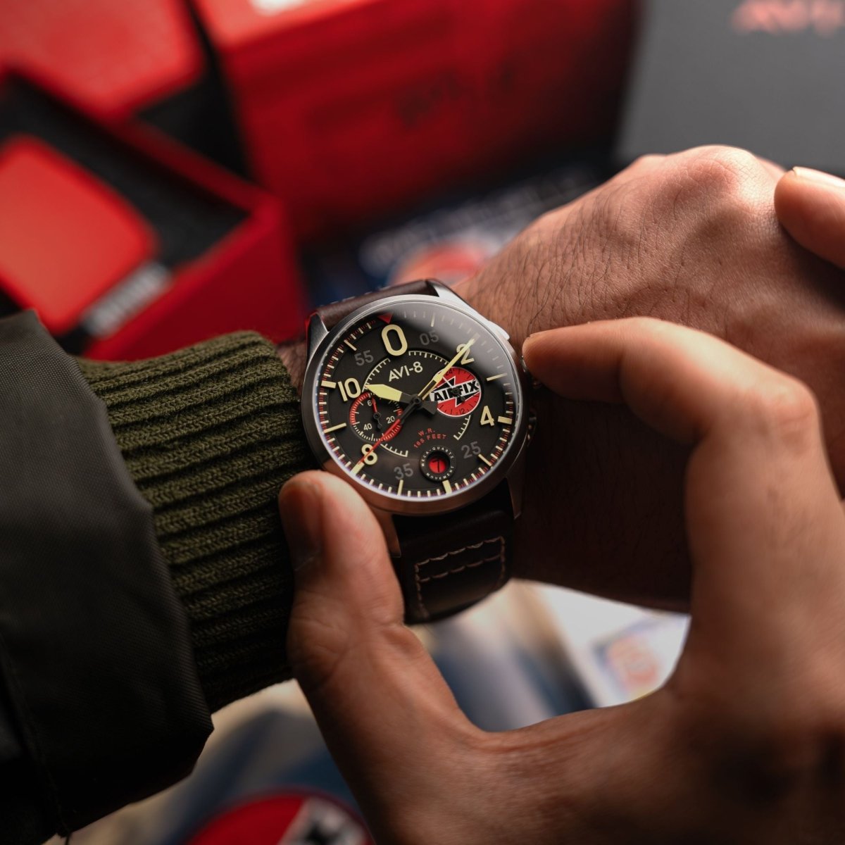 AVI - 8 Lock Chronograph Airfix Edition Raven Black | TIME Watches