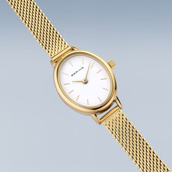 BERING Classic White Dial and Gold Mesh Bracelet 20mm Women's Watch | 11020 - 334 | TIME Watches
