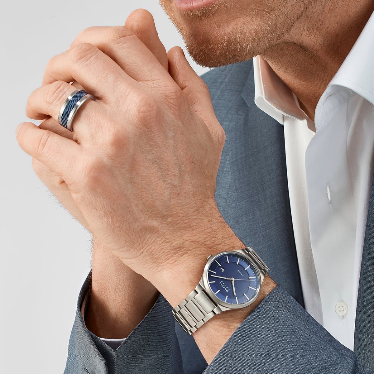 BERING Solar Blue Dial Blue Stainless Steel Bracelet 39mm Men's Watch | 15239 - 777T | TIME Watches