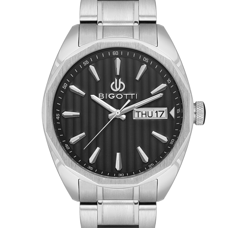 Bigotti Black Dial Calendar Stainless Steel Men's Watch | BG.1.10481-2