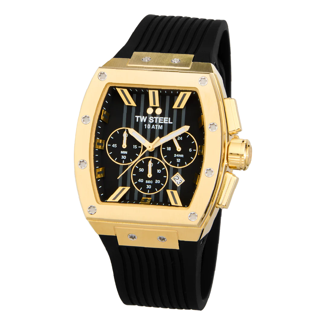 TW Steel Tonneau Gold and Black Rubber Men’s Watch | TO2