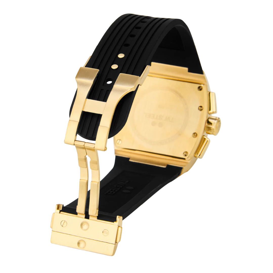 TW Steel Tonneau Black Dial and Black Rubber Strap 42mm Men's Watch | TO2
